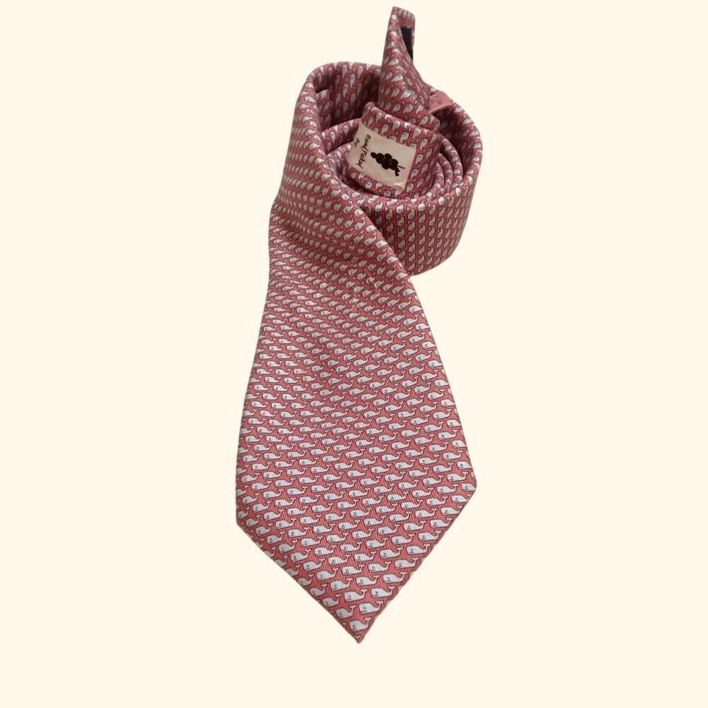 Pink Vineyard Vines Whale Silk Tie preppy richdad countryclub